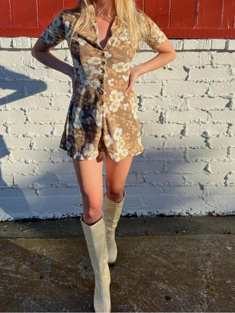 Vintage 70s Floral Mini Dress